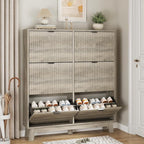 Shoe Cabinet with 6 Flip Drawers, Hidden Slim Wooden Shoe Rack Cabinet by Xixini