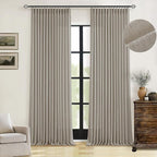Taupe Burlywood Pinch Pleated Linen Curtains 96 Inches Long by Twodrapes