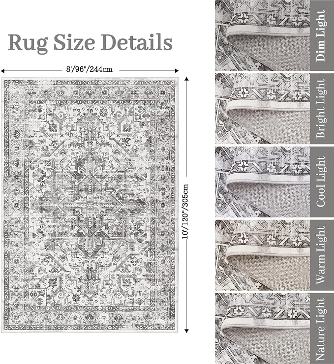 zesthome 8x10 Area Rugs for Living Room, Non-Slip Backing Washable Rugs - Image 2