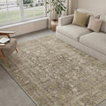 Brown Area Rug 5x7 Machine Washable Vintage Living Room Distressed Non Slip by PureCozy