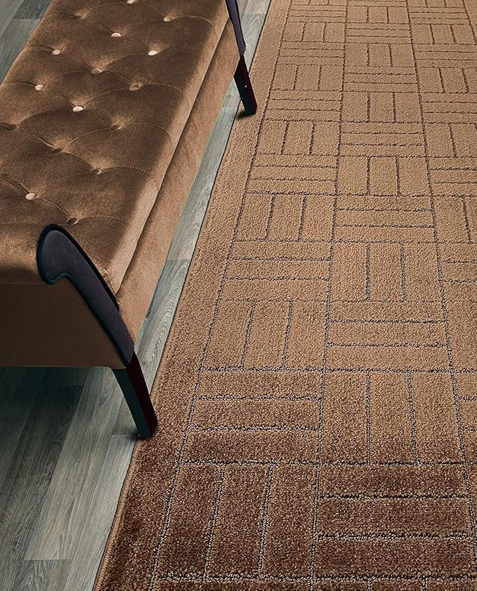 15 ft Extra Long Brown Hallway Kitchen Runner Rug Non-Slip Washable, Custom by ORFAHOME