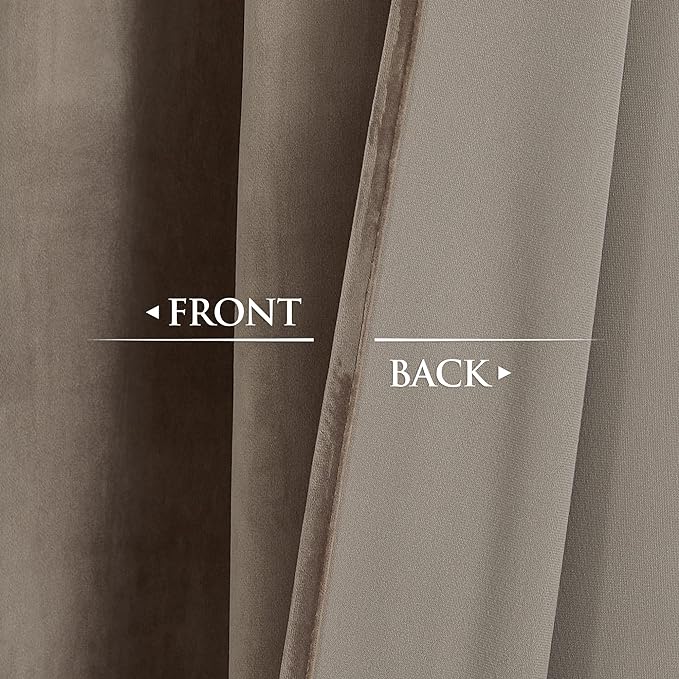 StangH Taupe Velvet Room Darkening Curtains Premium Soft Thermal Insulated - Image 5