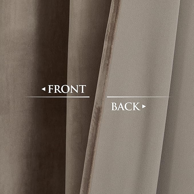 StangH Taupe Velvet Curtains Luxury Thermal Insulated Window Drapes Thick Heavy - Image 4