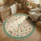 Mushroom Insect 4ft Round Rug Washable Non-Slip Soft Ultra-Thin Small Boho by ROYHOME