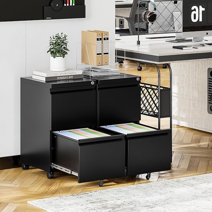 2 Drawer File Cabinet On Wheels Mobile Cabinet - Image 2