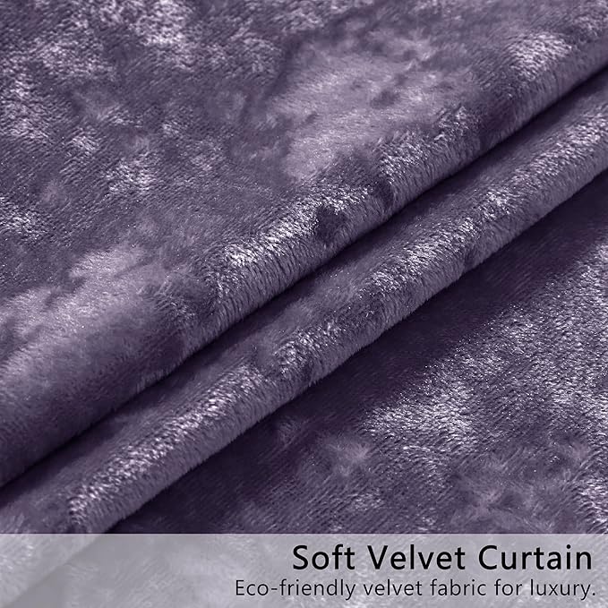 SMILETIME Lilac Purple Crushed Velvet Curtains 52x96inch Rod Pocket Luxurious - Image 4