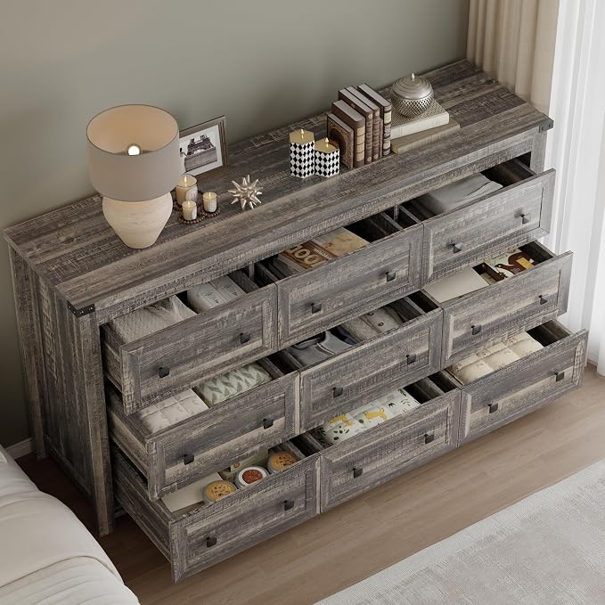 9-Drawer Dresser, Modern Wooden Storage Chest of Drawers, Dresser TV Stand - Image 4
