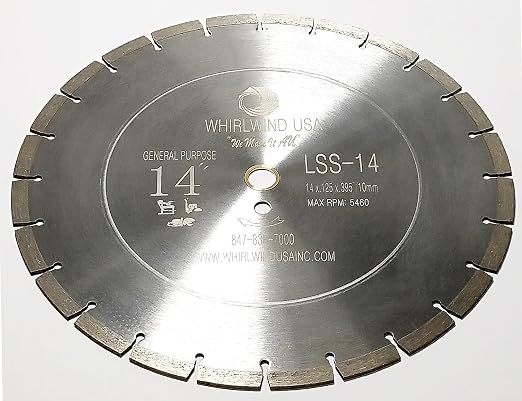 LSS 14 Inch Diamond Saw Blade, Dry or Wet Cutting Concrete Saw Blades by WhirlwindUSA