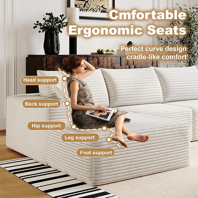 136" Sectional Couches for Living Room Modern Modular Sofa - Image 5