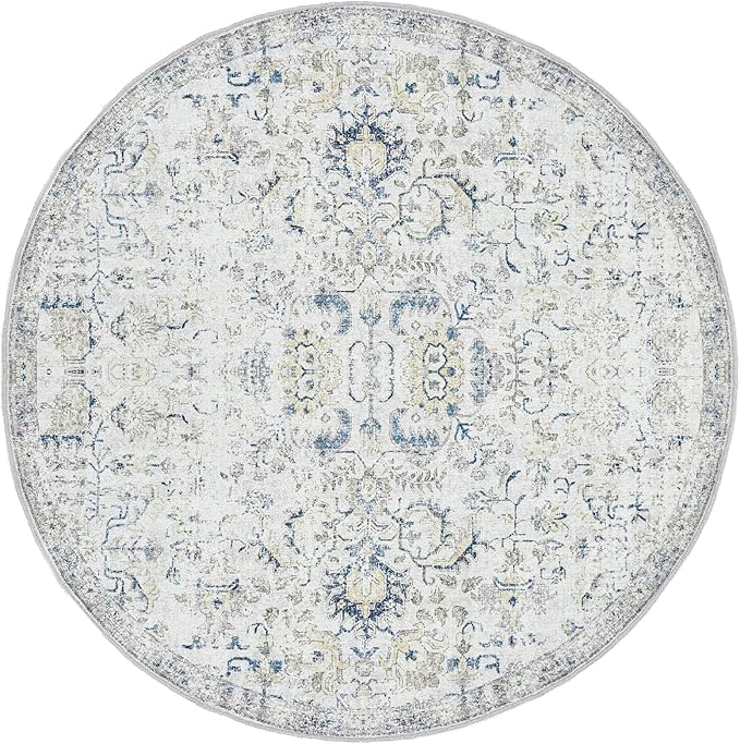 jinchan Kalen Round Rug 8ft Area Rug Washable Vintage Indoor Retro Accent Floor by JINCHAN