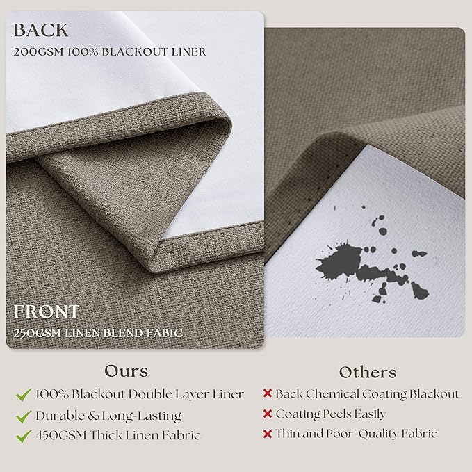 Desert Taupe Pinch Pleated Blackout Curtains 108 Inches Long - Image 6