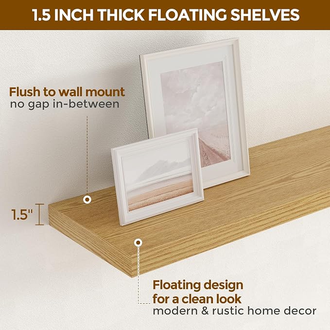 Floating Shelves 16 Inch Long, Wall-Mounted Bathroom Shelves Set of 2, 9.3 Inch - Image 5