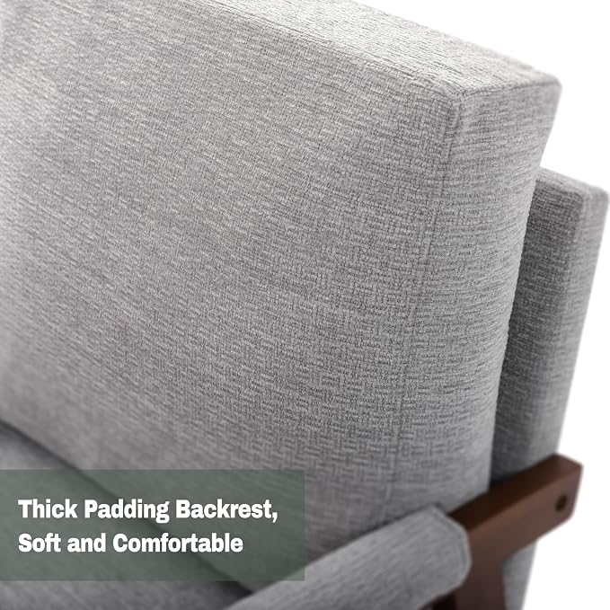 Grey Accent Chair for Bedroom & Living Room, Mid Century Modern Accent Arm Chair - Image 6