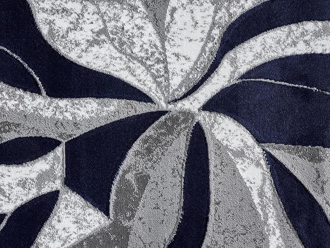 Modern Abstract Area Rug Hand Carved Contemporary Geometric Swirls Vibrant - Image 4