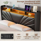 Rolanstar Full Size Bed Frame, Storage Headboard - Image 5