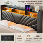 Rolanstar King Size Bed Frame, Storage Headboard - Image 5