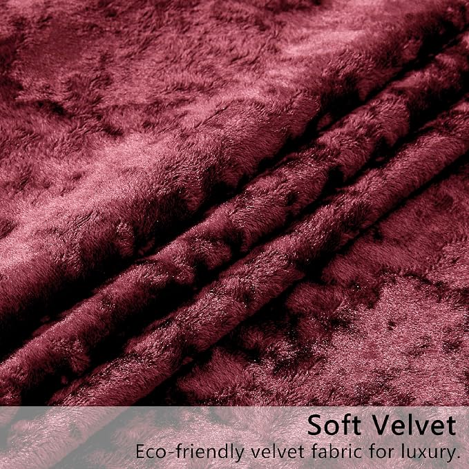 SMILETIME Burgundy Red Crushed Velvet Curtains 52x108inch Rod Pocket Luxurious - Image 4