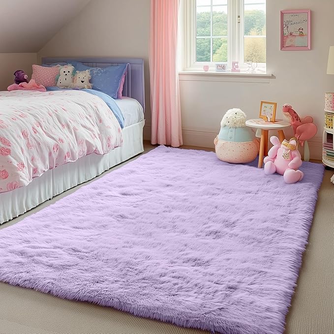 PAGISOFE Fluffy Soft Purple Rug 5' x 7' Rug, Shaggy Rugs - Image 8