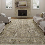 Brown Area Rug 5x7 Machine Washable Vintage Living Room Distressed Non Slip - Image 5