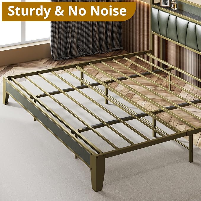 LIKIMIO California King Bed Frame, Storage Headboard - Image 5