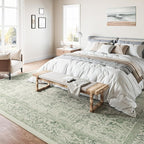 Sage Green Area Rug 6x9 Living Room Washable Carpet Vintage Distressed Non Slip - Image 6