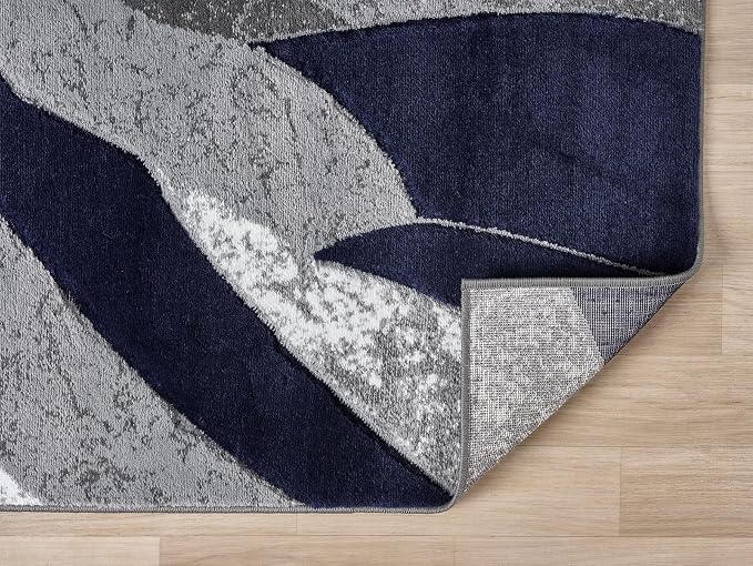 Modern Abstract Area Rug Hand Carved Contemporary Geometric Swirls Vibrant - Image 8