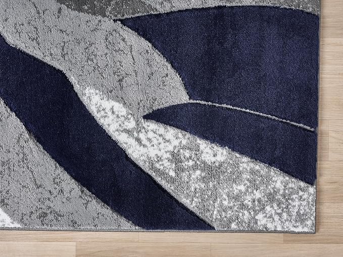 Modern Abstract Area Rug Hand Carved Contemporary Geometric Swirls Vibrant - Image 7