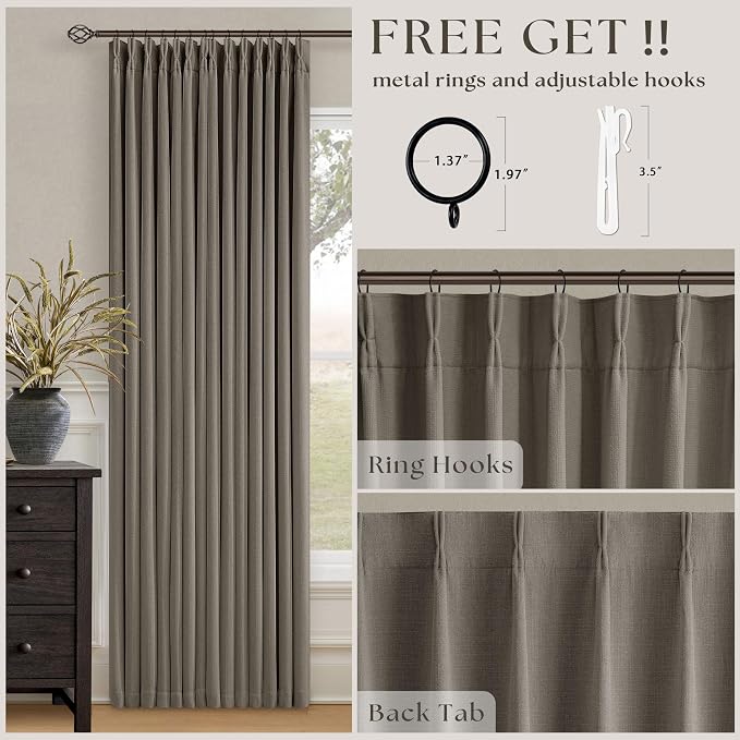 Desert Taupe Pinch Pleated Blackout Curtains 108 Inches Long - Image 5