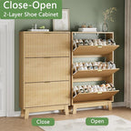 Shoe Cabinet with 3 Flip Drawers, Hidden Slim Wooden Shoe Rack Cabinet - Image 5