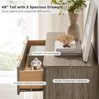 T4TREAM Fluted 5 Drawers Dresser, Curved Profile Design, Wood Drawer Organizer - Image 4