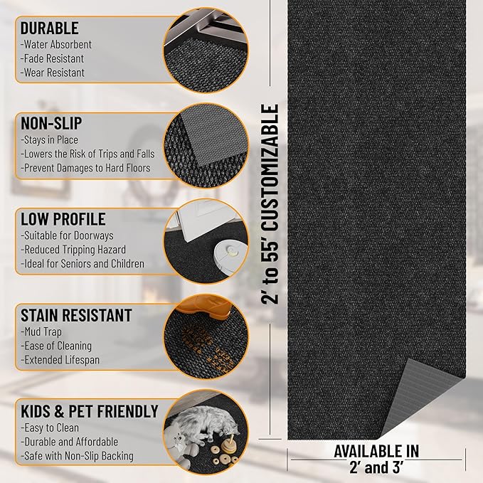 Ottomanson Commercial Scrape Rib Entry Mat – Heavy Duty Ribbed Floor Mat - Image 3