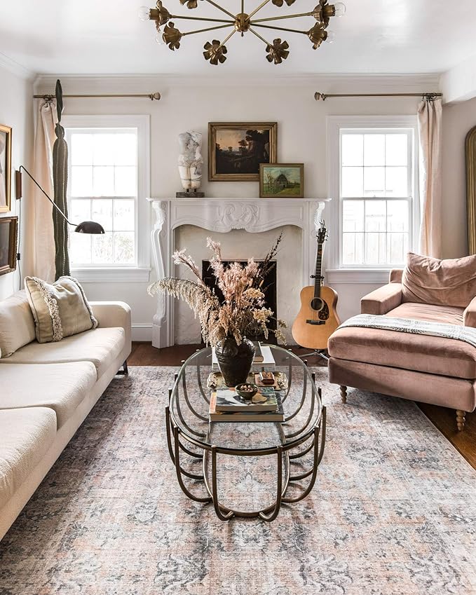 Loloi Skye Collection SKY-01 Blush/Grey 8'-0" x 8'-0" Round Area Rug - Image 8