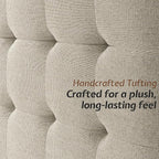 Jocisland Wood Full Size Bed Frame, Tall Upholstered Tufted Headboard, Solid - Image 6