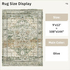 9x12 Area Rugs for Living Room, Non Slip Machine Washable Vintage Rugs - Image 4