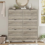 Shoe Cabinet with 6 Flip Drawers, Hidden Slim Wooden Shoe Rack Cabinet - Image 7