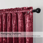SMILETIME Burgundy Red Crushed Velvet Curtains 52x108inch Rod Pocket Luxurious - Image 2