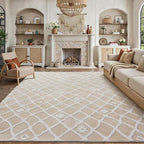 Ivory 6x9 Area Rug Moroccan Shag Living Room Washable Carpet Soft Non Shedding - Image 4