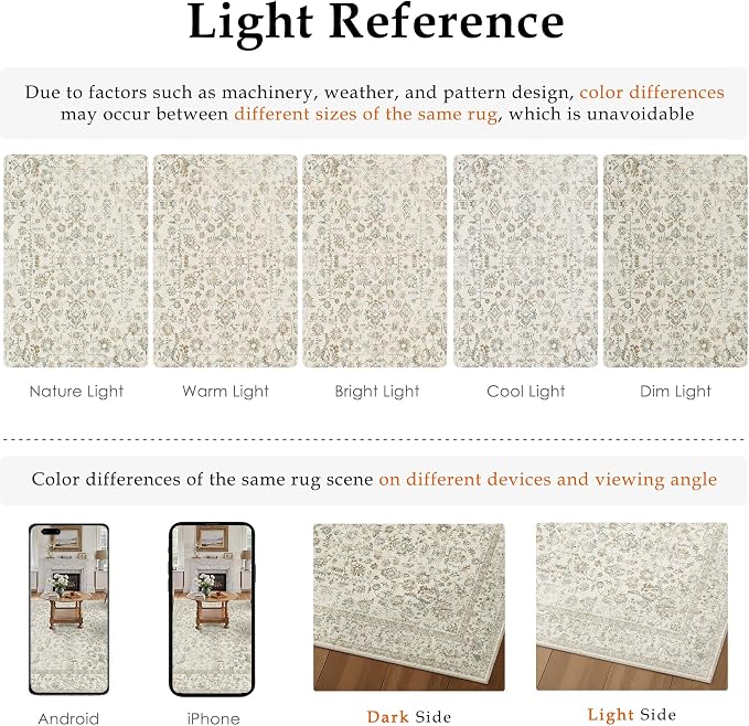 5x7 Taupe Area Rug Non Slip Vintage Living Room Distressed Machine Washable - Image 8