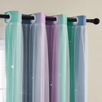 XiDi Curtains for Bedroom Decor, Rainbow Purplgreen grey34/90 - Image 2