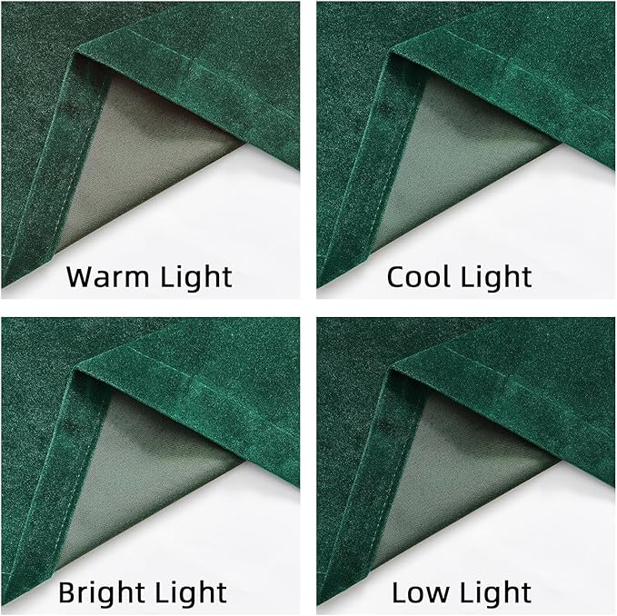 Joydeco Dark Green Velvet Curtains 96 Inches Long, Luxury Grommet Blackout - Image 6