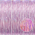 GOER 3.2 ft x 8.2 ft Metallic Tinsel Foil Fringe Curtains Party Photo Backdrop by GOER