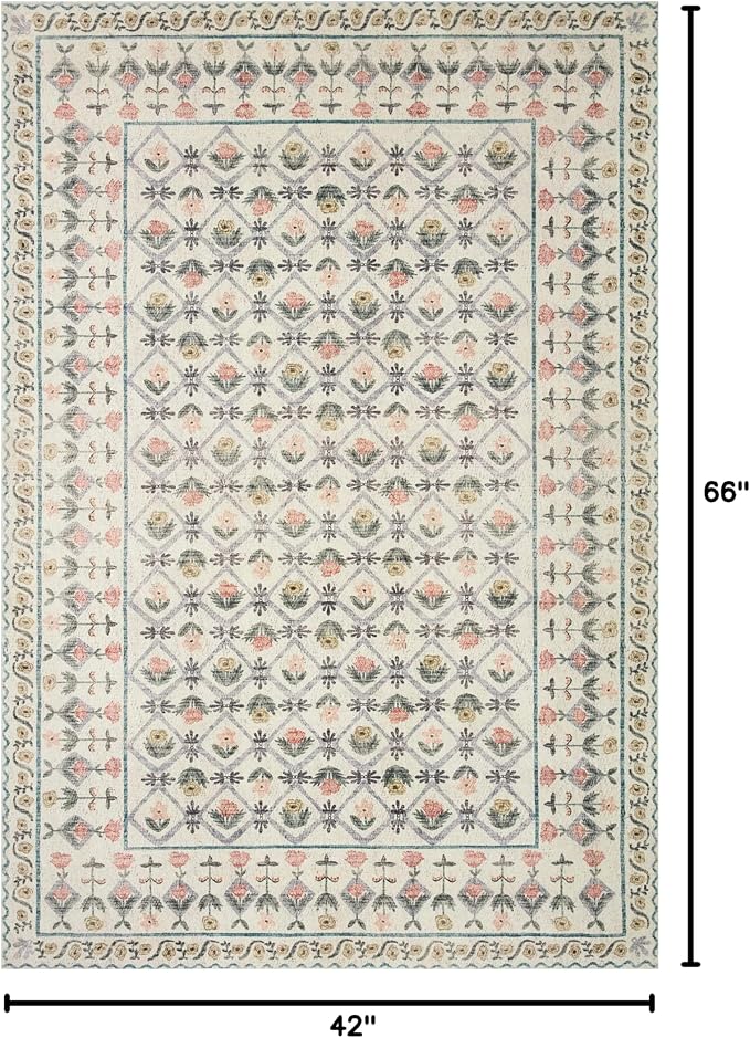 Loloi Rifle Paper Co. Eden Collection EDE-03 Lattice Ivory 3'-6" x 5'-6" Accent - Image 2