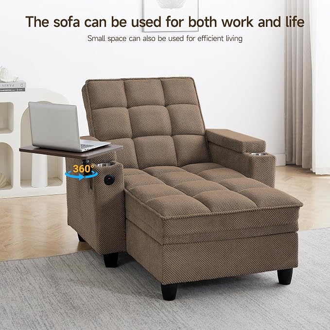 41.7" Chaise Lounge Chair Indoor, Oversized Boucle Upholstered Sofa Bed - Image 6