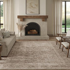 FMFUNCTEX 5x7 Washable Area Rug Neutral Vintage Taupe Non Slip Low Pile by Fmfunctex