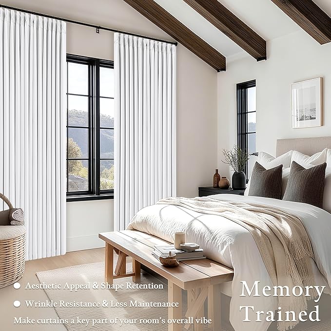 Snow White Pleated Linen Blackout Curtains 84 Inches Long - Image 4