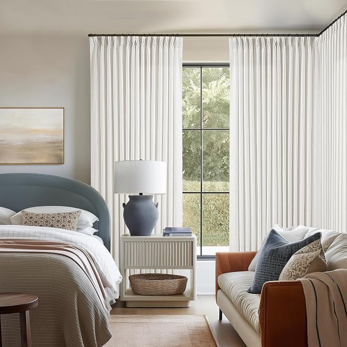 Beige White Pinch Pleated Extra Wide Curtain Panels 90 Inches Long 100 Wide - Image 9