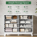 Fluted Dresser with 8 Drawers, Wooden Dresser TV Stand, Wood Closet Clothes - Image 4
