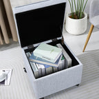 Adeco 17.5" Square Fabric Ottoman - Image 4