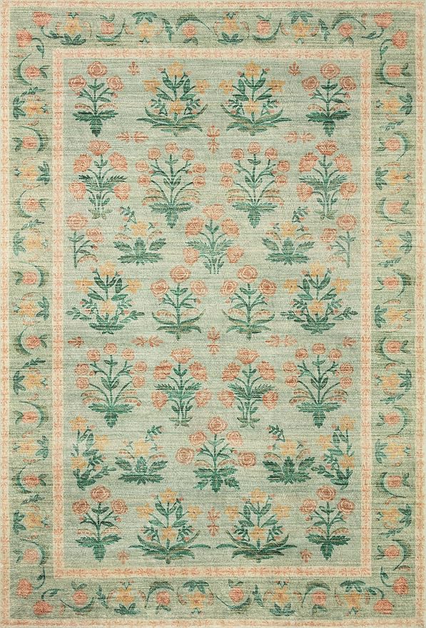 Loloi Rifle Paper Co. Eden Collection EDE-01 Mughal Rose Moss 2'-6" x 9'-6" - Image 2