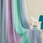 XiDi Curtains for Bedroom Decor, Rainbow Purplgreen grey34/90 by Addsomecolortolife